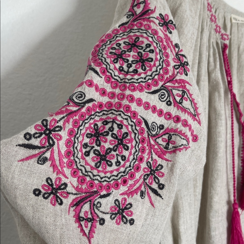 Ulla Johnson Sofia Flax Boho Chic Embroidered Mid… - image 5